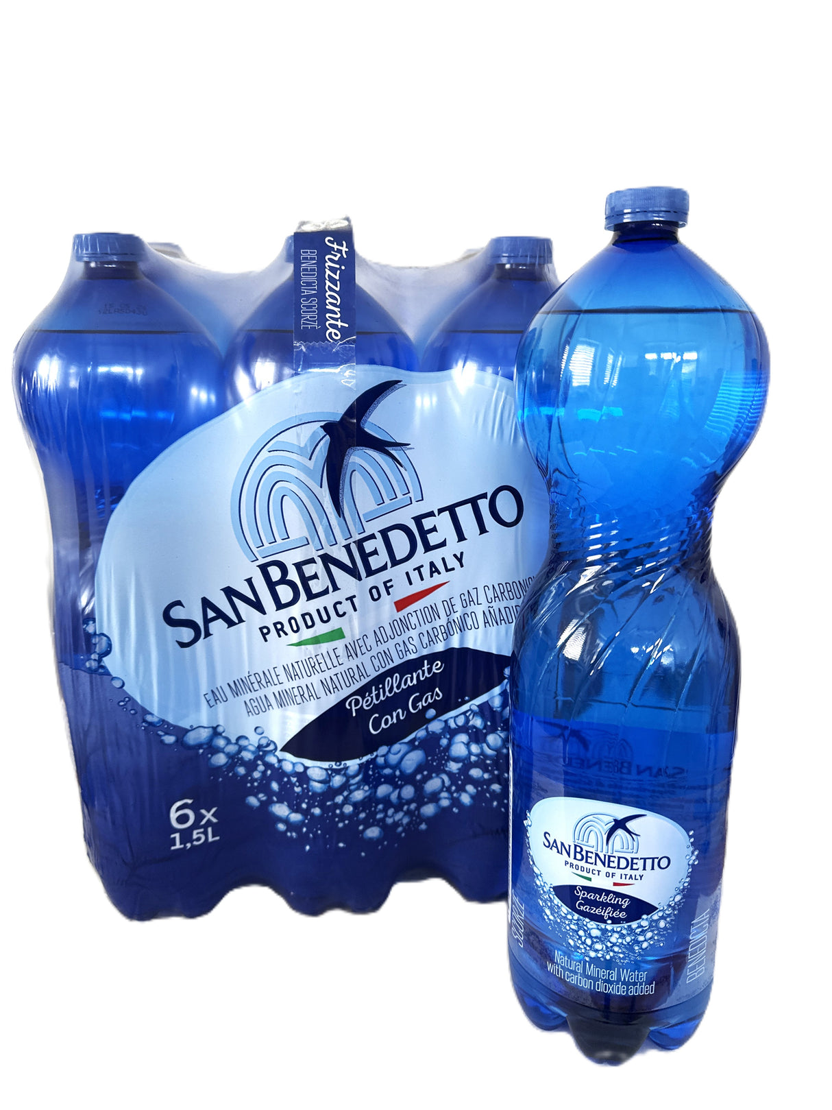 6 San Benedetto Mineral Natural Wasser 1,5 L Flasche mit Pfand