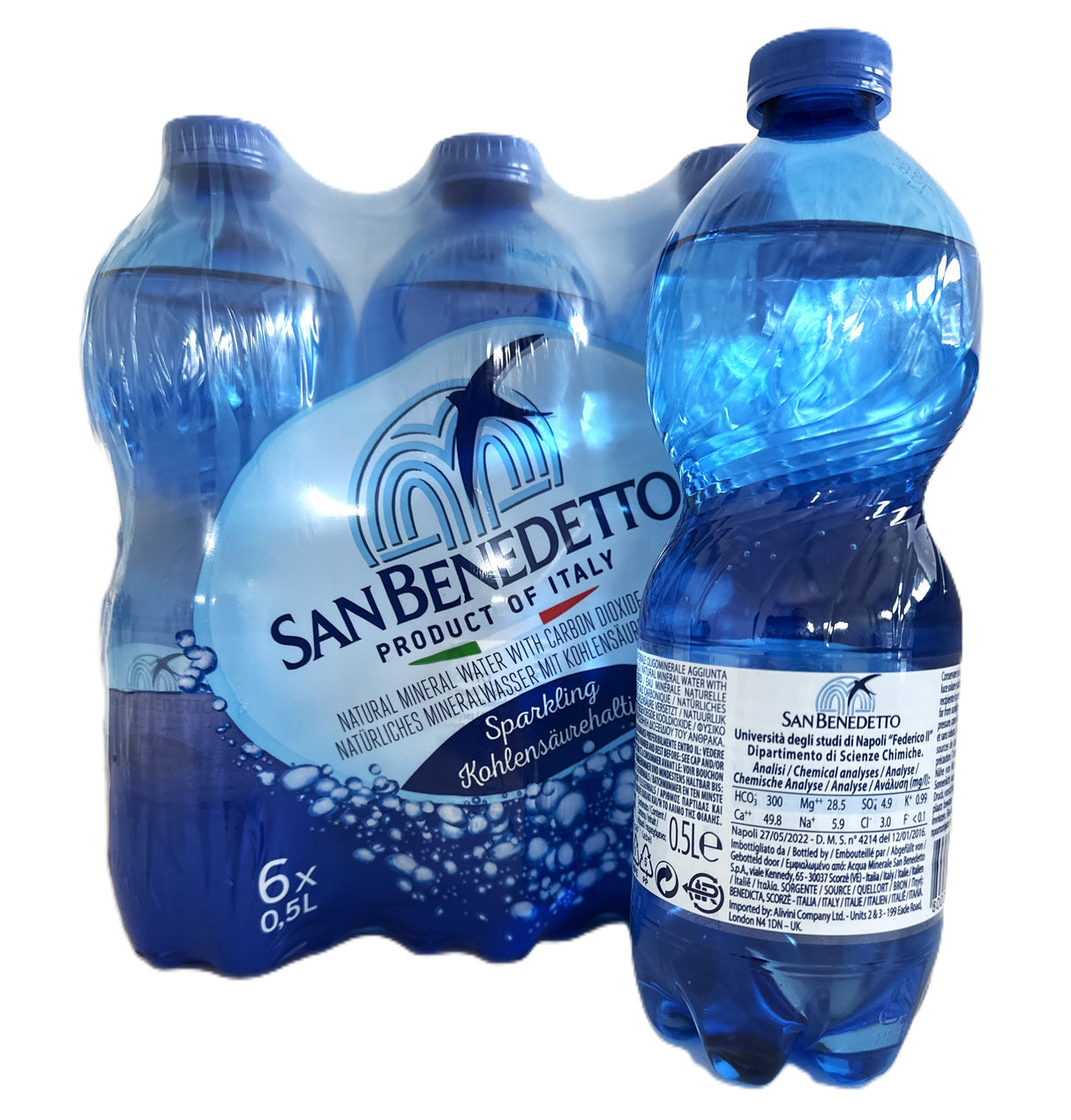 24 San Benedetto Mineral Wasser 0,5 L Flasche mit Pfand