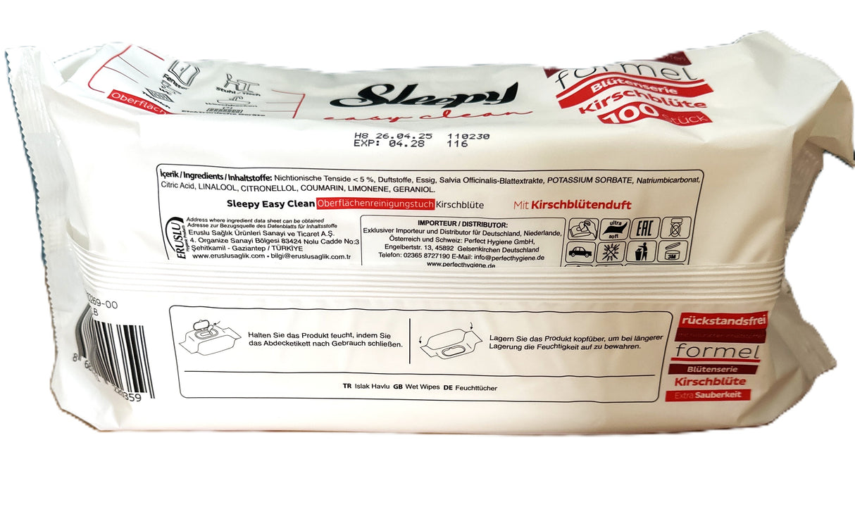 Sleepy Easy Clean Feuchtetücher 100 Blatt Kirschbluete Rot