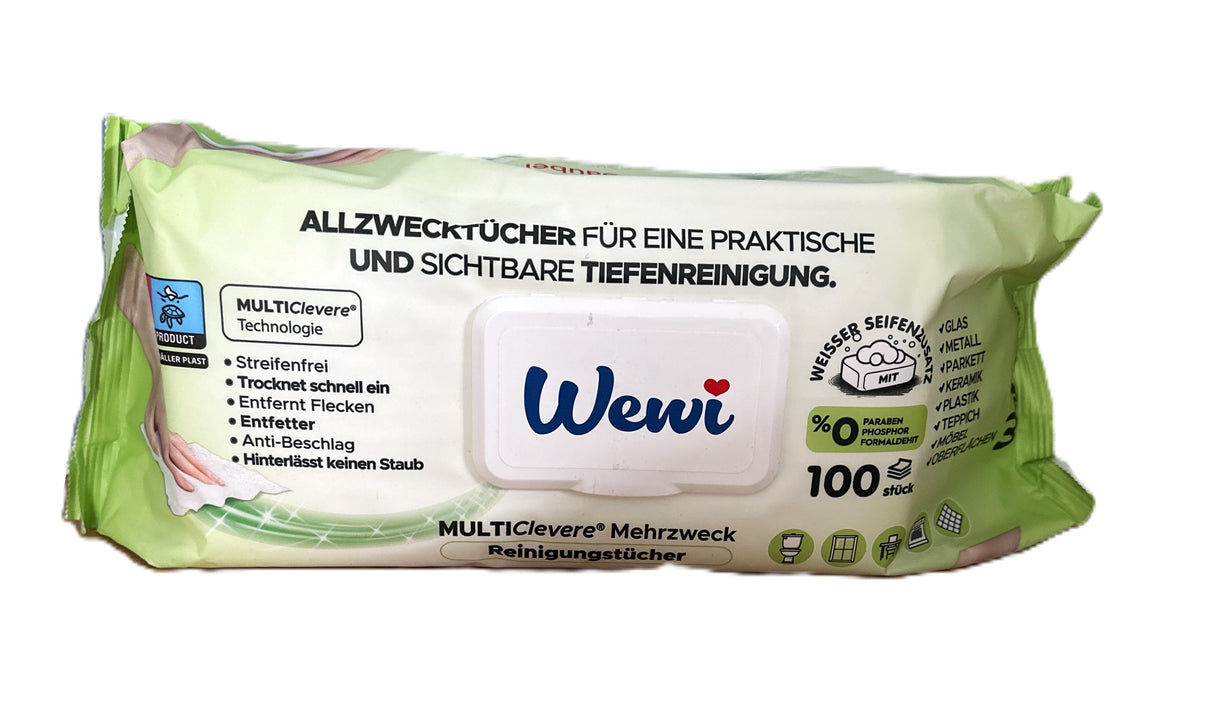 Wewi Pratik Feuchtetücher 100 Blatt Weisser Seifenzusatz Gruen