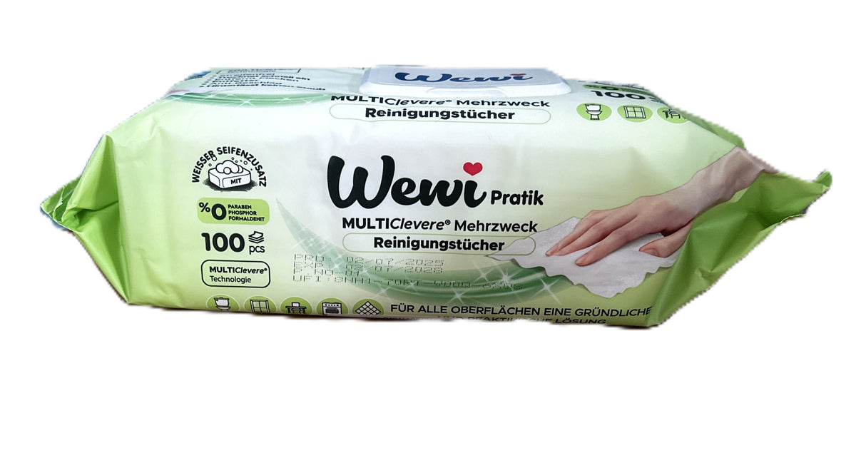Wewi Pratik Feuchtetücher 100 Blatt Weisser Seifenzusatz Gruen