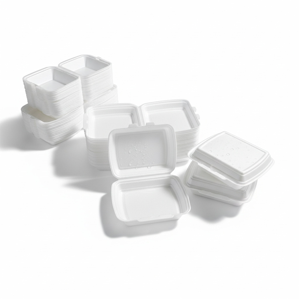Thermo-Klappbox Lunchbox XPS Styropor cream, 185 x 155 x 80 mm