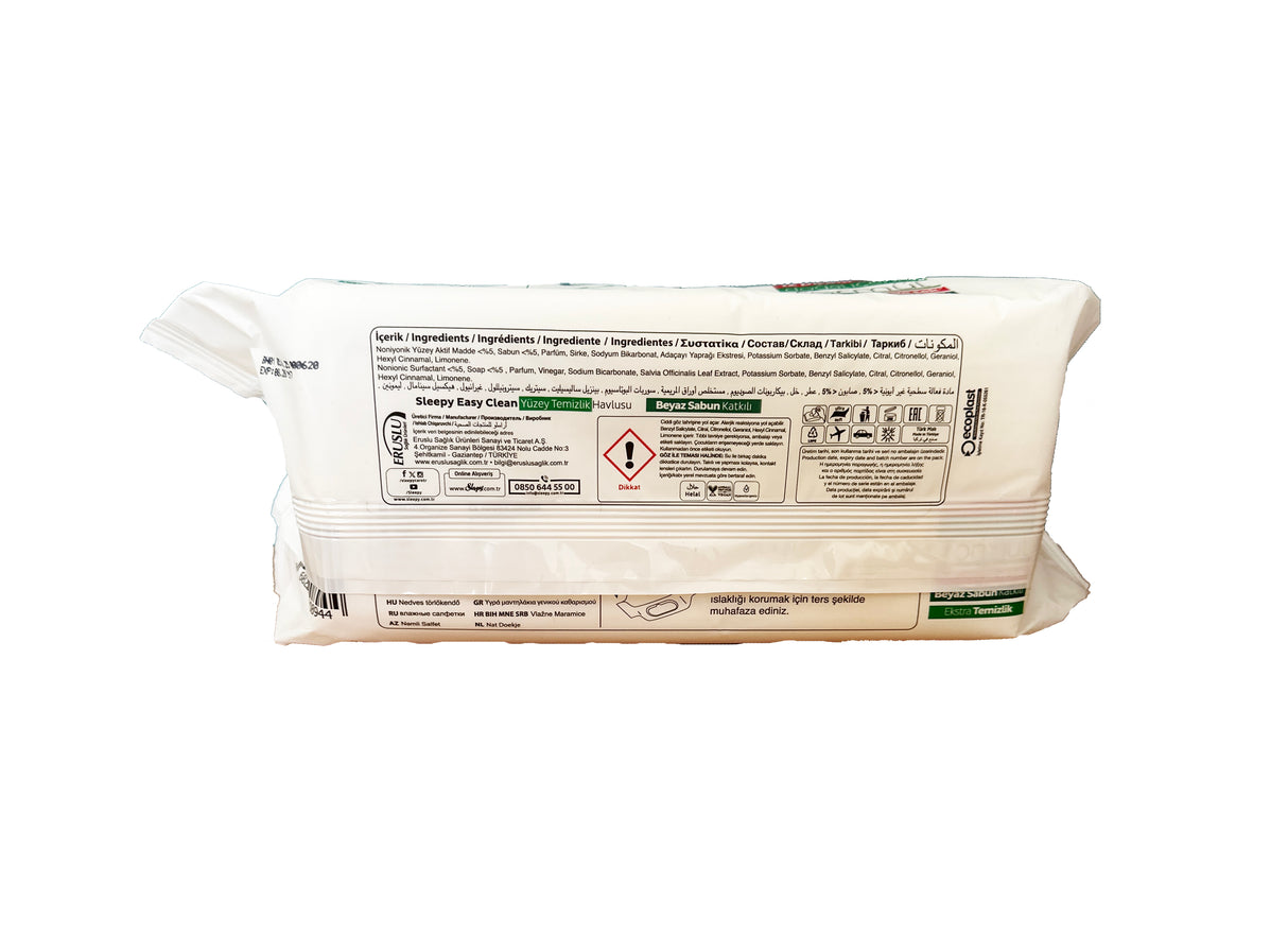 Sleepy Easy Clean Feuchtetücher 100 Blatt Extra Glanz Weisse Seife Gruen
