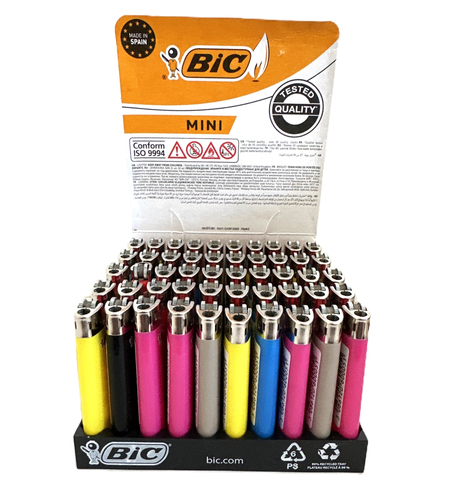 50 BIC Mini Einweg Feuerzeuge verschiedene Farben