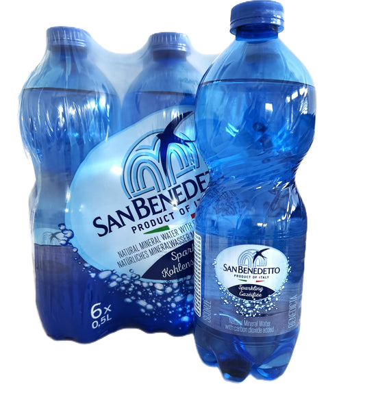 24 San Benedetto Mineral Wasser 0,5 L Flasche mit Pfand