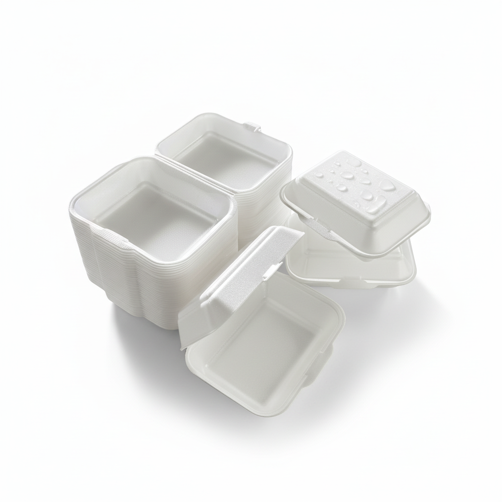 Thermo-Klappbox Hamburger Box XPS Styropor cream, 150 x 160 x 80 mm